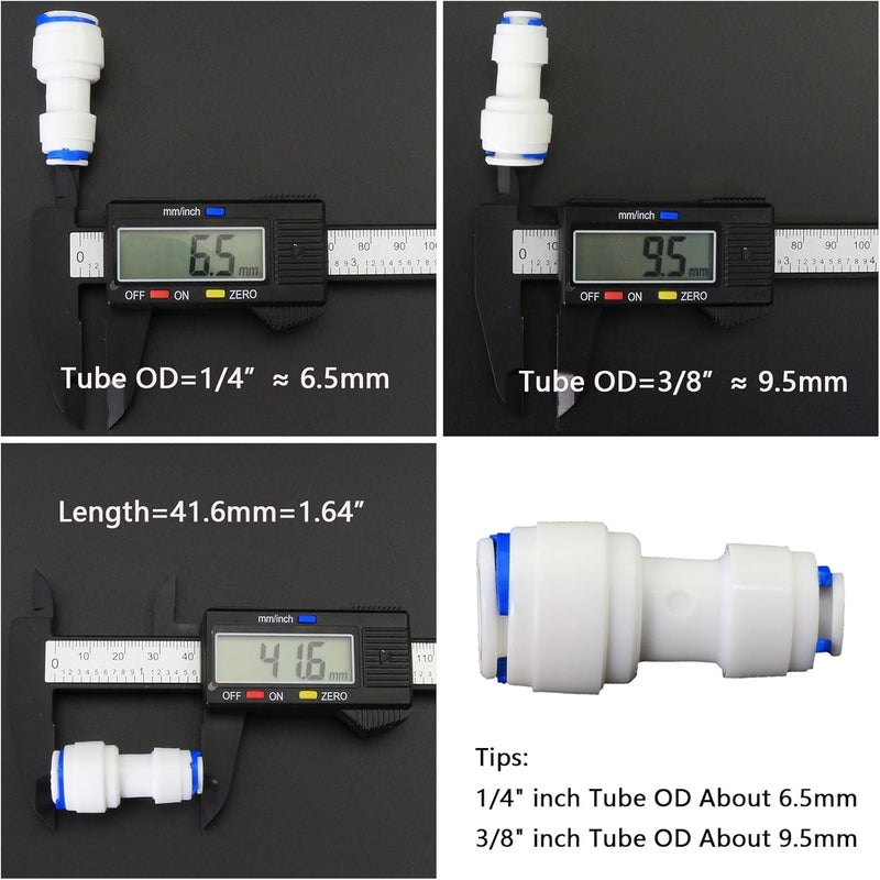 AimatRun Water purifier adapter, 1/4 "FPT x 3/8" pipe quick connector, outer diameter 1/4 to 3/8 inch quick push plastic pipe connector, suitable for reverse osmosis filtration RODI system 5PCS - Image 3
